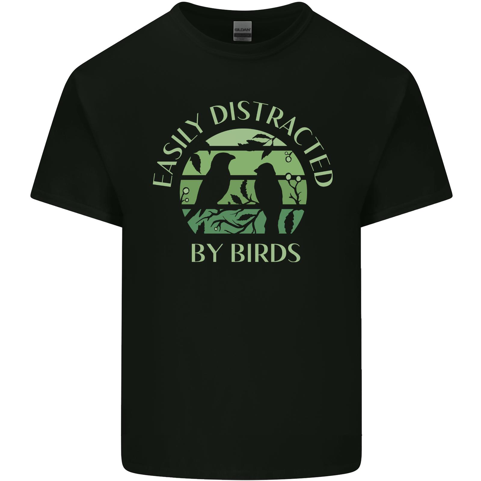 Distracted By Birds Funny Birdwatching Birding Mens Cotton T-Shirt Tee Top XL