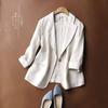 Women's Spring Thin Blazer Cropped Korean Style Retro Long Sleeve Plus Size Tailored Suit Jacket