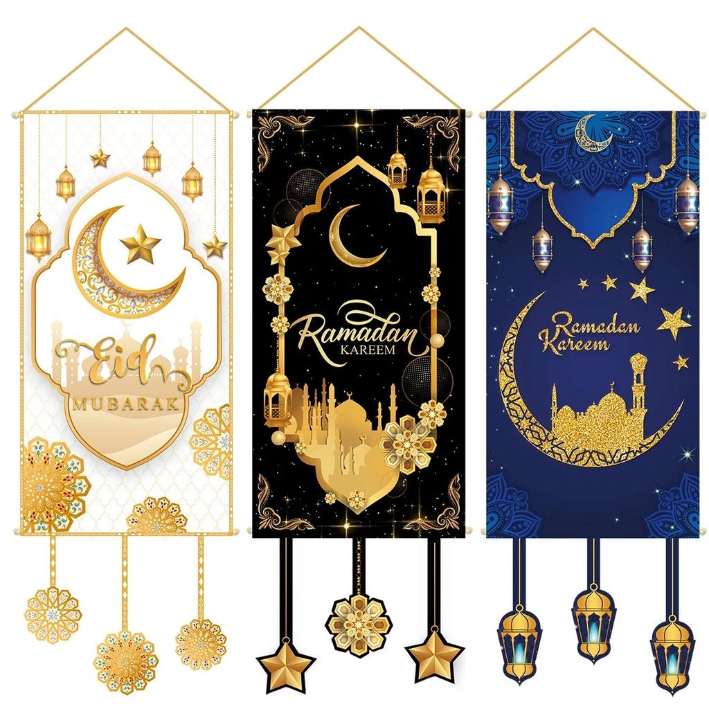 Eid Mubarak Dekobanner 2026 Kareem Ramadan Deko für Zuhause Ramadan Mubarak Hängende Flagge Islamische Muslimische Party Deko Eid Al Adha