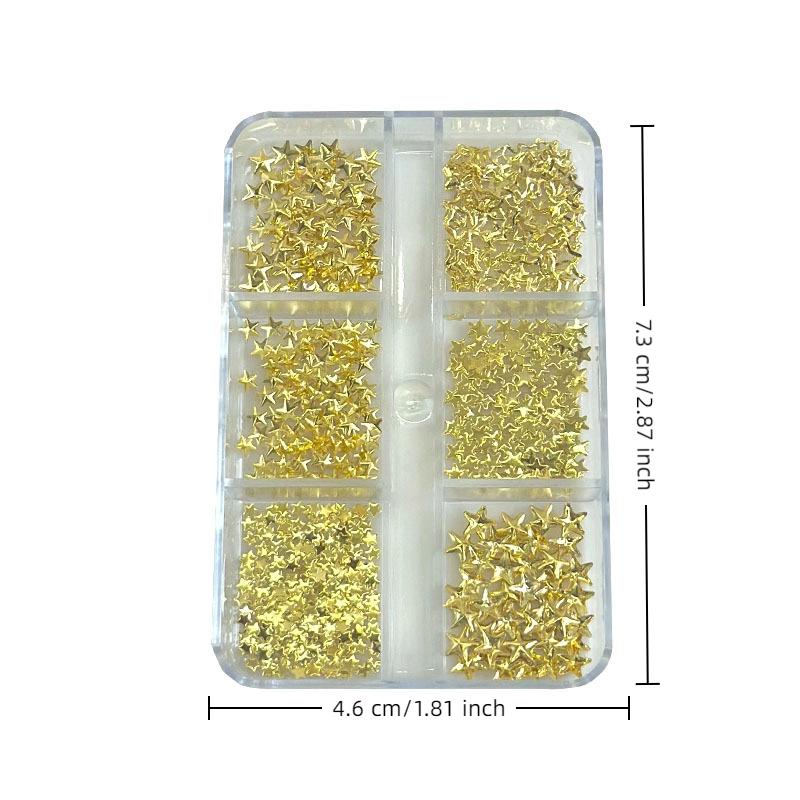 6 Grids Metallic Gold Silver Nail Art  Pentagrams Rivet Decor Manicure Charms Flatback Nail Accessories Nail Parts