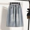 Plus Size 2025 Women Jeans Shorts Pants Summer Loose Basic High Waist Casual Pants Elastic Waist