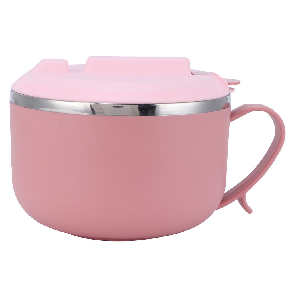 Reisnudelschale mit Deckel 1200ML Verbrühschutz Thermische Lunchbox Küchenutensilien(Rosa )