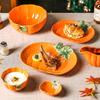 Deep Plates Dinner Plates Halloween Theme Soup Bowls Ceramic Pumpkin Bowl  Holiday Decoration