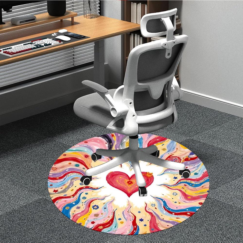 

1PC Heart Mandala Chair Carpet for Office, Indoor Non-Slip Washable Carpet, Soft Comfortable Mat For Office Room yy250930113 80cm by 80cm