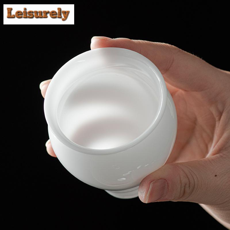 100ml Boutique Iced Sheep Fat Jade Porcelain Beauty Cup White Smelling Cylinder Cup Small Meditation Cup Mugs Kung Fu Teaware