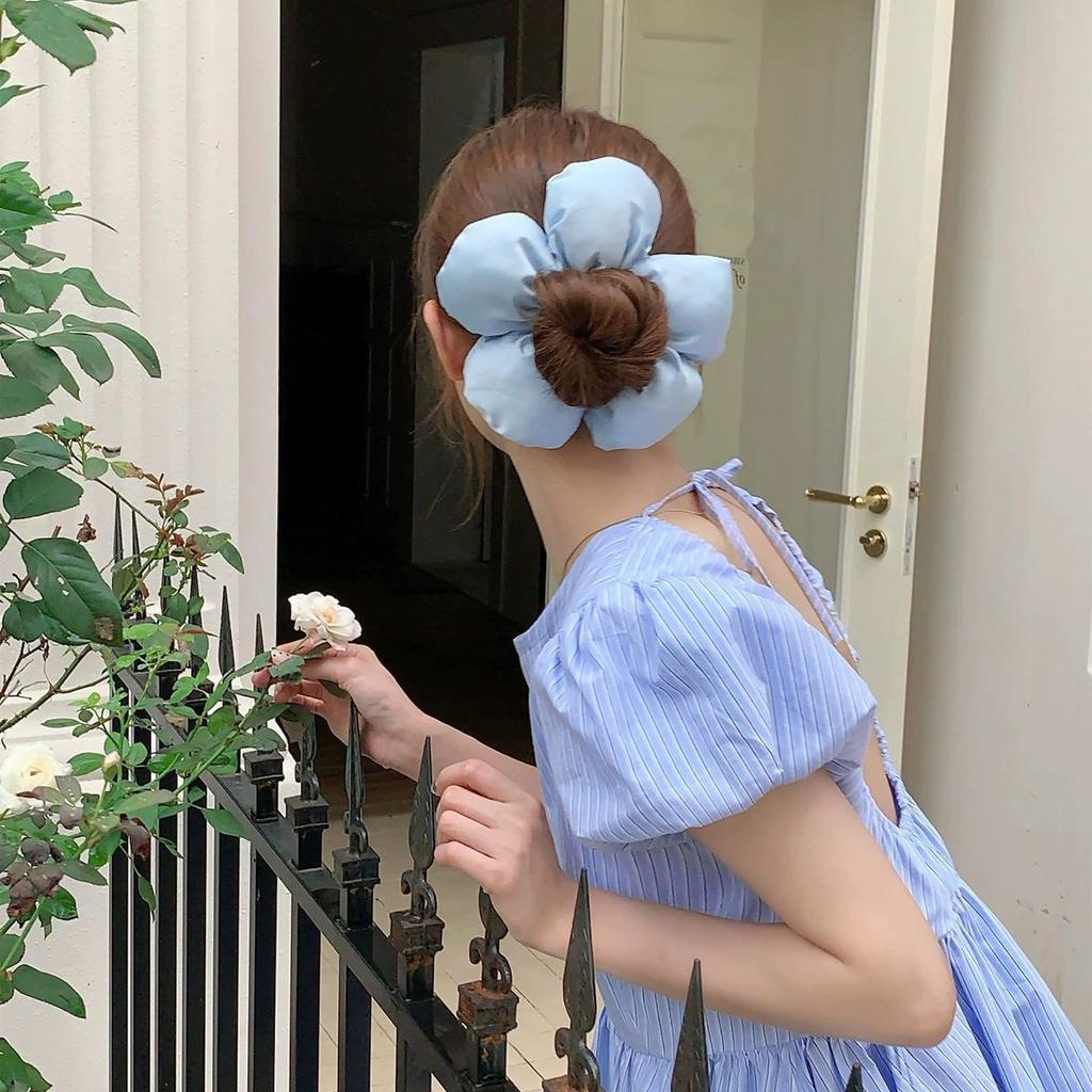 4PCS Elegant and Cute Sponge Flower Hair Hoop, Large Intestine Hoop, Head Rope, Meatballs, Scalp Tendons, Hair Rope