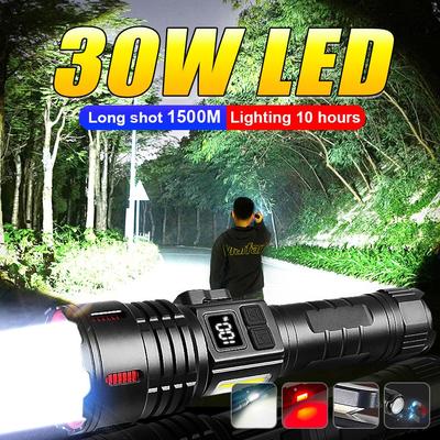 9000LM Super Powerful Flashlight Multifunctional Telescopic Zoom Flashlight Rechargeable Handheld Light Outdoor Light