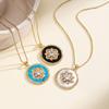 Nidin Vintage Flower Design Round Pendant For Women Light Luxury Zircon Inlaid Lucky Choker Necklace Fashion Jewelry Fine Gifts
