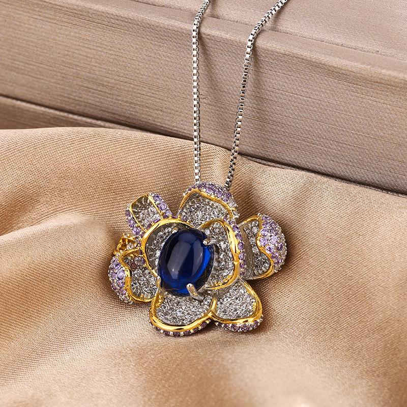 Autumn and winter new ring necklace sapphire high sense atmosphere versatile rose fashion commuter women's