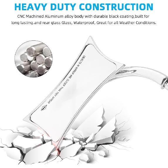 Motorcycle Mirrors Chrome, M10 Motorbike Rear View Mirror Side Accessories Irregular Shape Compatible With Harley Sportster  Iron 883 Road King