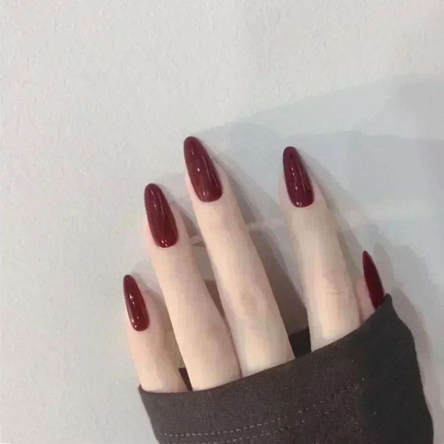 24pcs Long Coffin Press On Nails Nude Pink White Jelly Tips With Glue Rose Art Full Cover False Nails