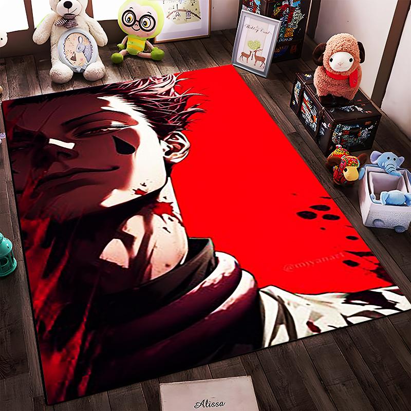 "Stylish Anime Character on Red Background Rug Non-slip rug suitable for living room and bedroom sofas sofas"