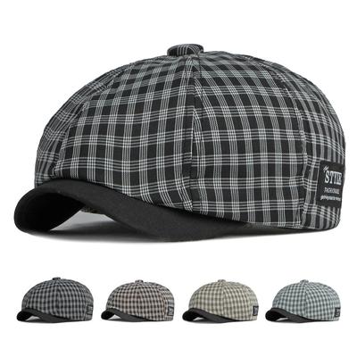 Ruitpatroon Achtkante Hoed Lente Zomer Dunne Ademende Newsboy Petten Schilderspetten Ademende Baret Pet
