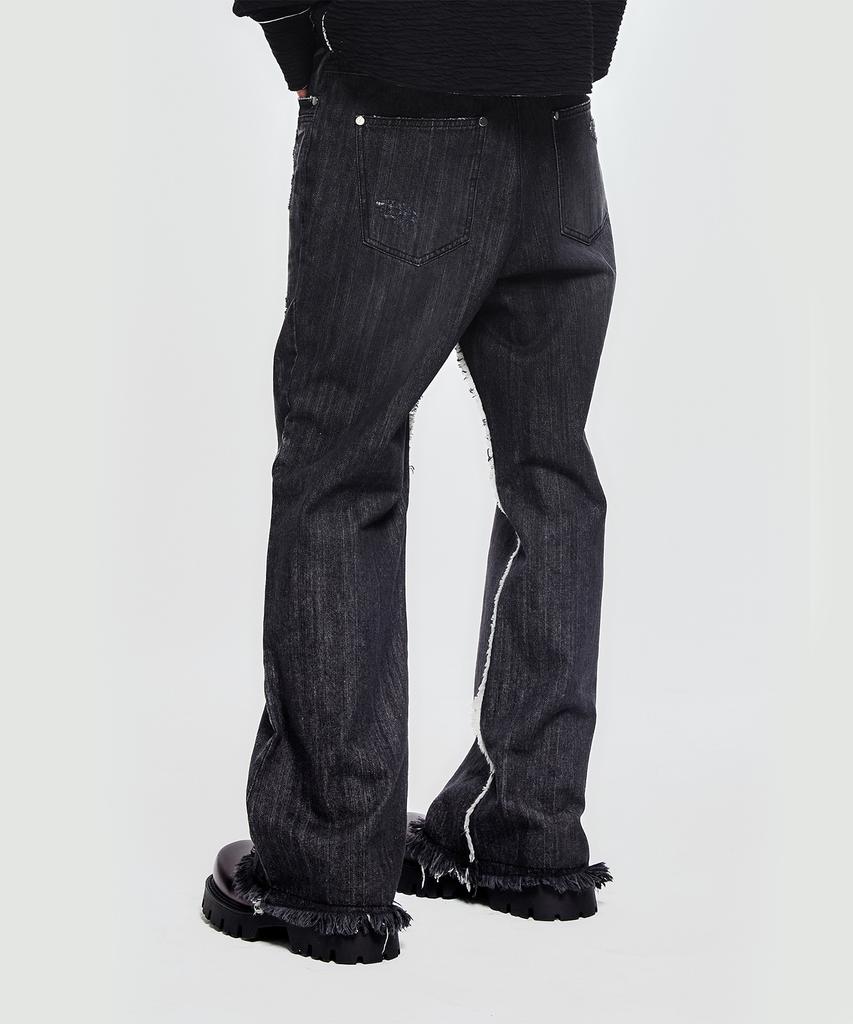 Emtideobeulyu Semi-Flare - Western Detail Jeans Black