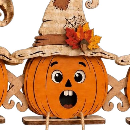 Unique Housewarming Gifts for Fall 3PCS Distressed Wooden Pumpkin Ornaments, Witch Hats And Ghost Patches Rustic Hat Decor Decor, Halloween Farmhouse