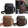Vícevrstvá pánská kožená crossbody taška přes rameno pro podnikání, lehká cestovní ležérní messenger taška