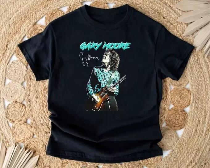 Gary Moore Singer Singnature T Shirt Black Cotton Size S-5XL BL1316 XXXL