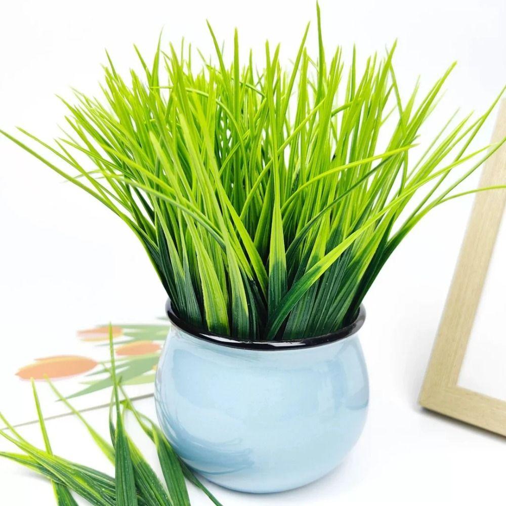 24Pcs Weather-Resistant Artificial Spring Grass Green Artificial Grass Bundles  Tabletop Greenery