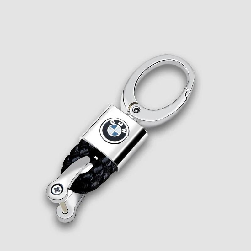 2025 Heißes Auto-Styling 3D Metall+Leder Geflochtenes Gewebtes Seil Schlüsselanhänger Für BMW M power X1 X3 X5 X6 Performance M3 M5 E90 E39 E46 Zubehör
