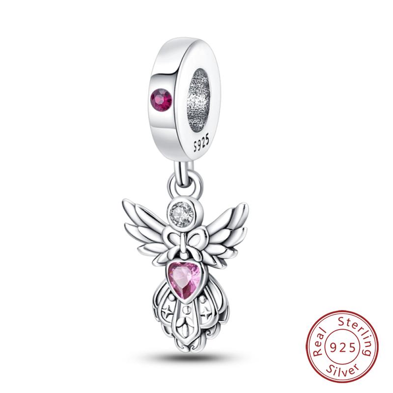 Copper Classic Pink Lotus Angel Butterfly Charm Bead Fits Genuine Bracelet Lucky DoItYourself Jewellery Gift Beautiful Exquisite