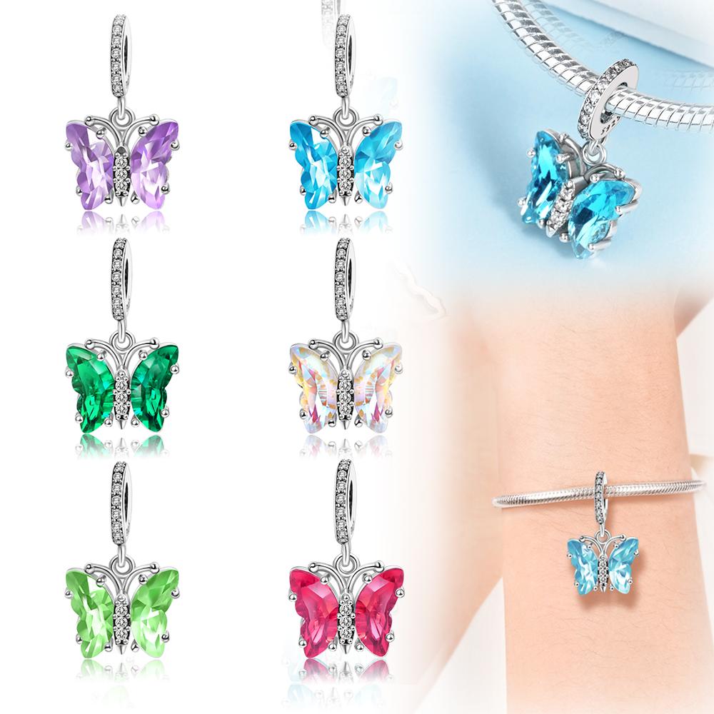 Glass Butterfly Pendant Copper Plated For Charms Copper Plated Original Bracelet For Jewelry Making