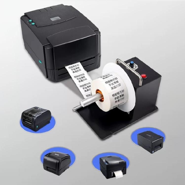 Sistema di riavvolgimento etichette compatibile con stampanti con adattabilità senza anima Sincronizzazione automatica della velocità per applicazioni in magazzino di fabbrica