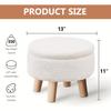 Velvet Round Ottoman with Wood Legs - Multifunctional Footrest, Stool & Table for Living Room. Space-Saving!