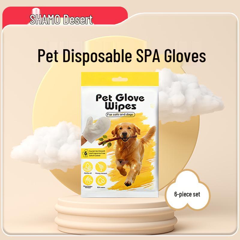 Pet No-Rinse Disposable Bath Wipes - Cat & Dog Cleaning Gloves