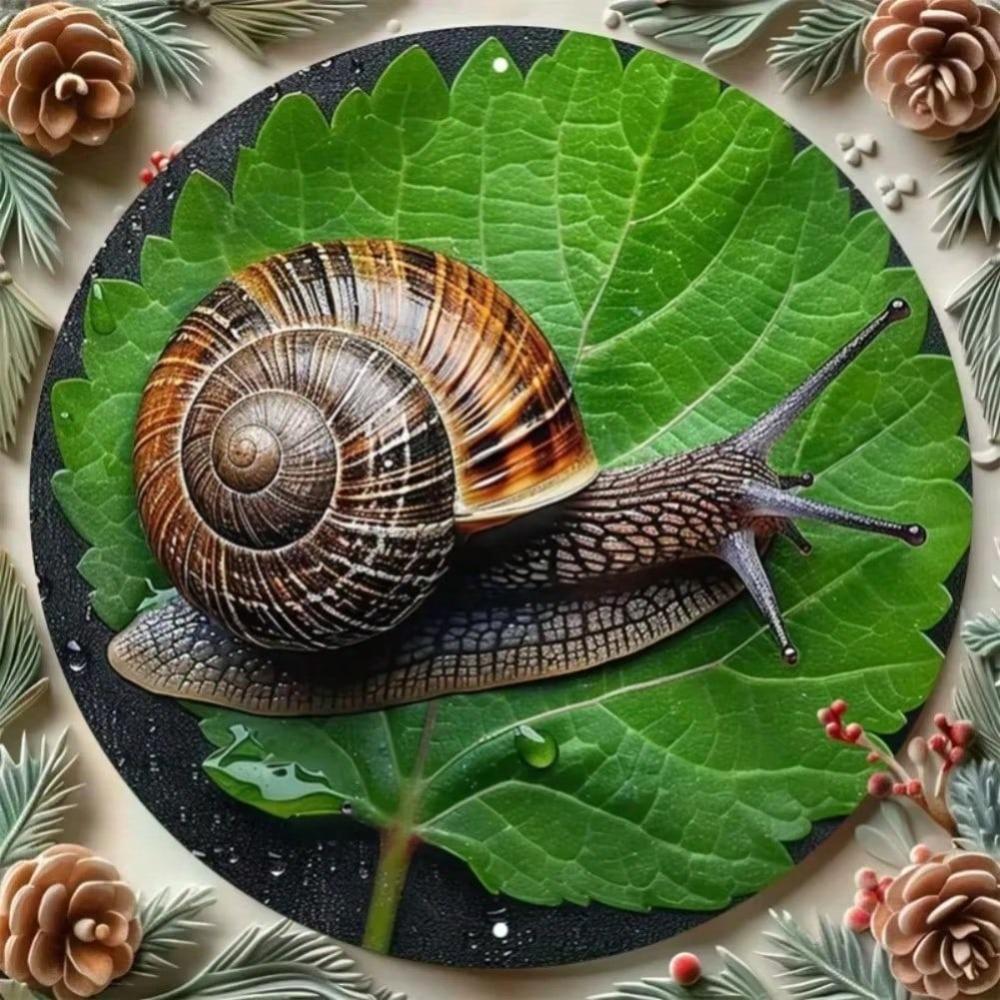 Snail Design Metal Tin Sign Wall Art Weatherproof Home Decor Easy Installation