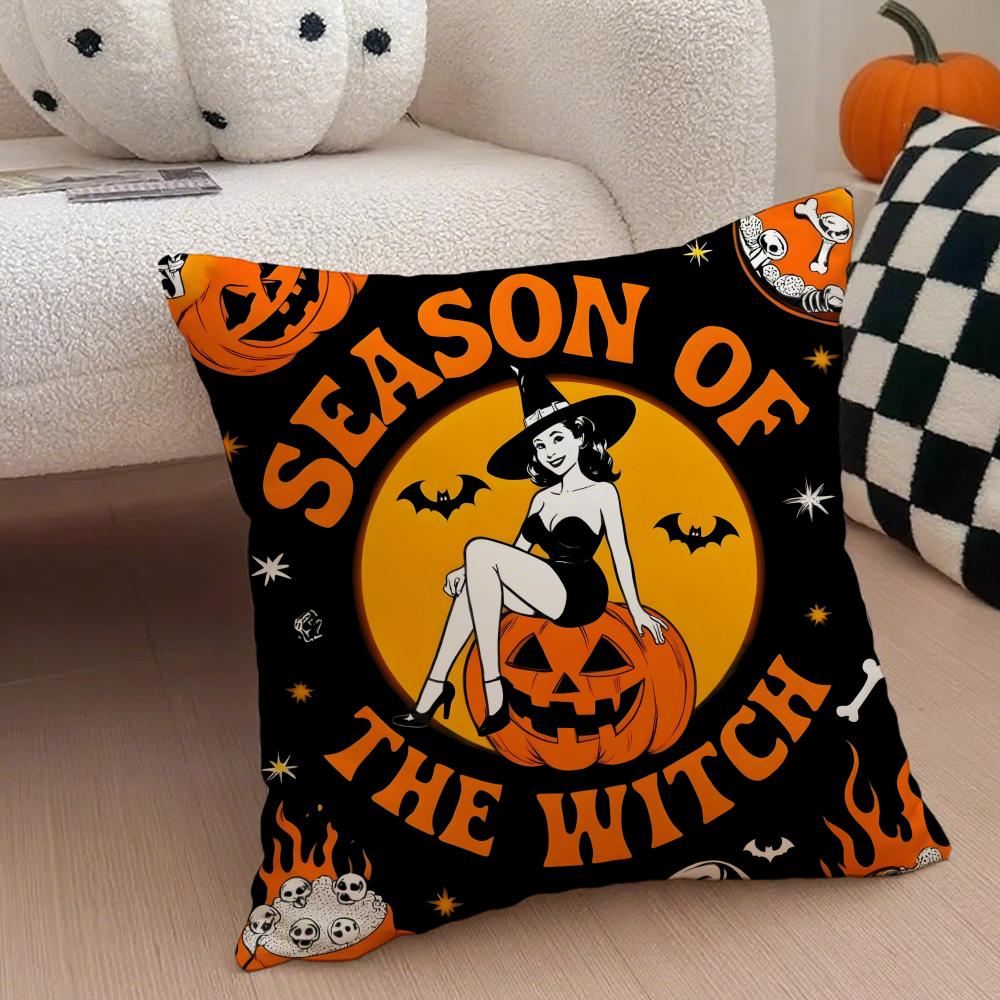 Cute Halloween Childrens Trick Oral Happy Cushion Cover Linen Pillow Case Soft Breathable Protective Couch Room Decoration