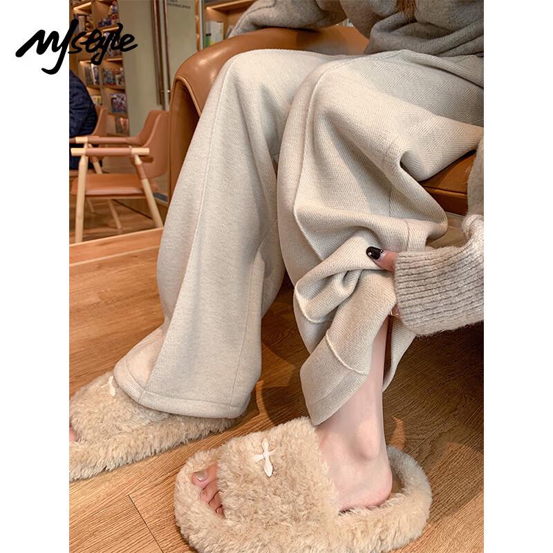 

MJ STYLE Women s High-Waist Herringbone Wide-Leg Pants M