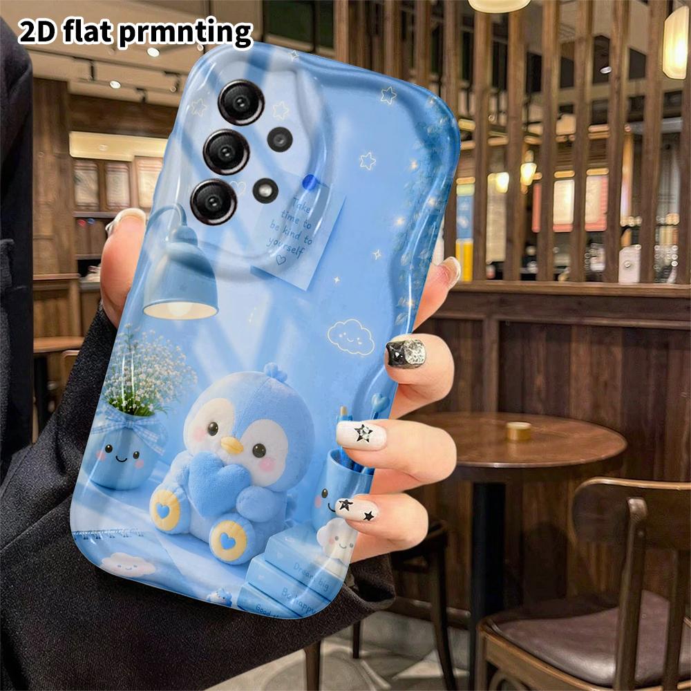 Phone case: 2D flat design, suitable for Samsung Galaxy A34 A35 M05 M06 S20 S22 S21 FE Plus 5G protective case, light blue desk, perfect Christmas and