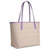 Coach City 33 Logo Print Coated Canvas Tote Bag Women tote bags Beige Purple CV976-IMY1K