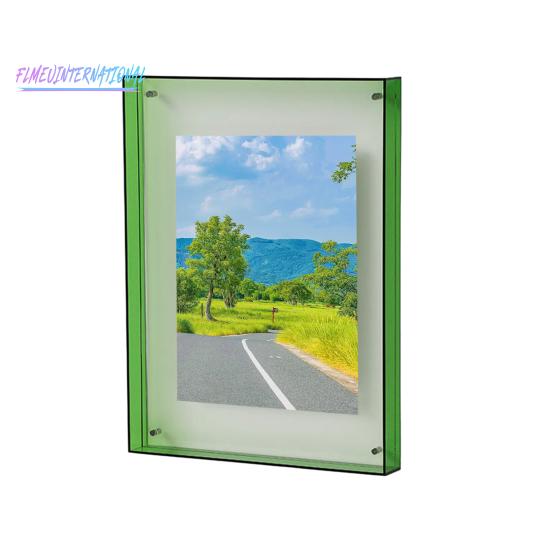 Photo Frame Vibrant Floating Acrylic Picture Frame - Desk Wall Art Frame for Gallery Home Office Decoration