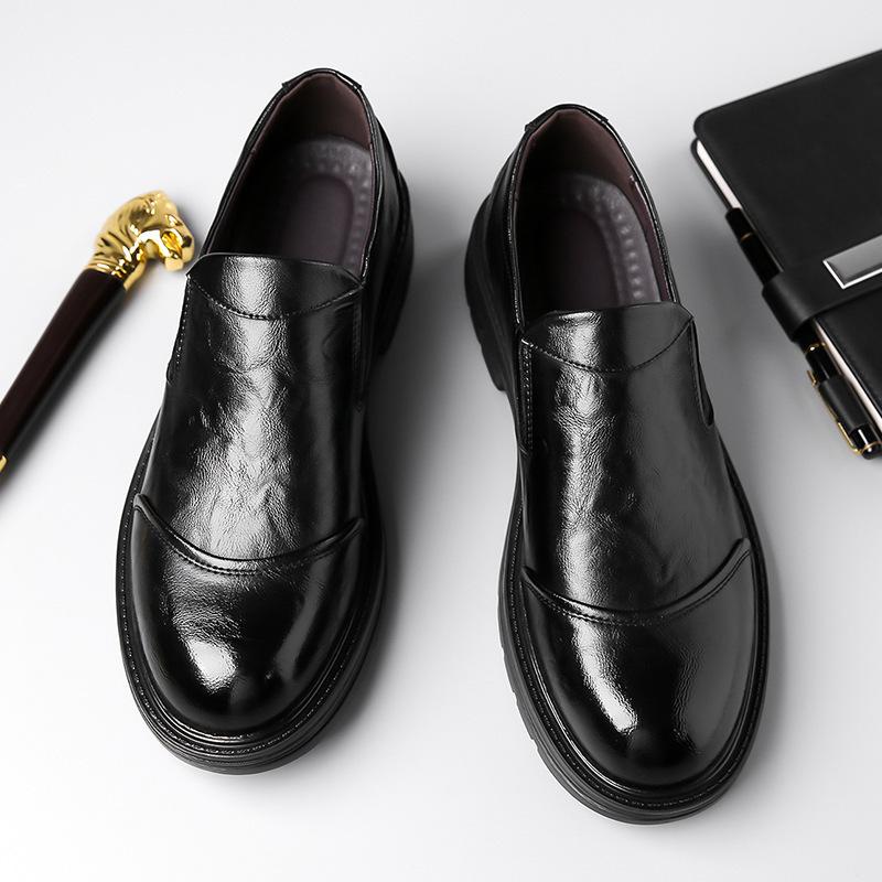 Fashion Slip-on Driving Shoes, Men's Business Casual Leather Shoes, Soft-soled Soft Leather Beanie Shoes, Fleece Thickened Men's Shoes