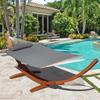 12 FT Sunbrella Fabric Hammock with Spreader Bars and Free Pillow for Patio Yard All Weather and Fade Resistant Cast Slate Fits