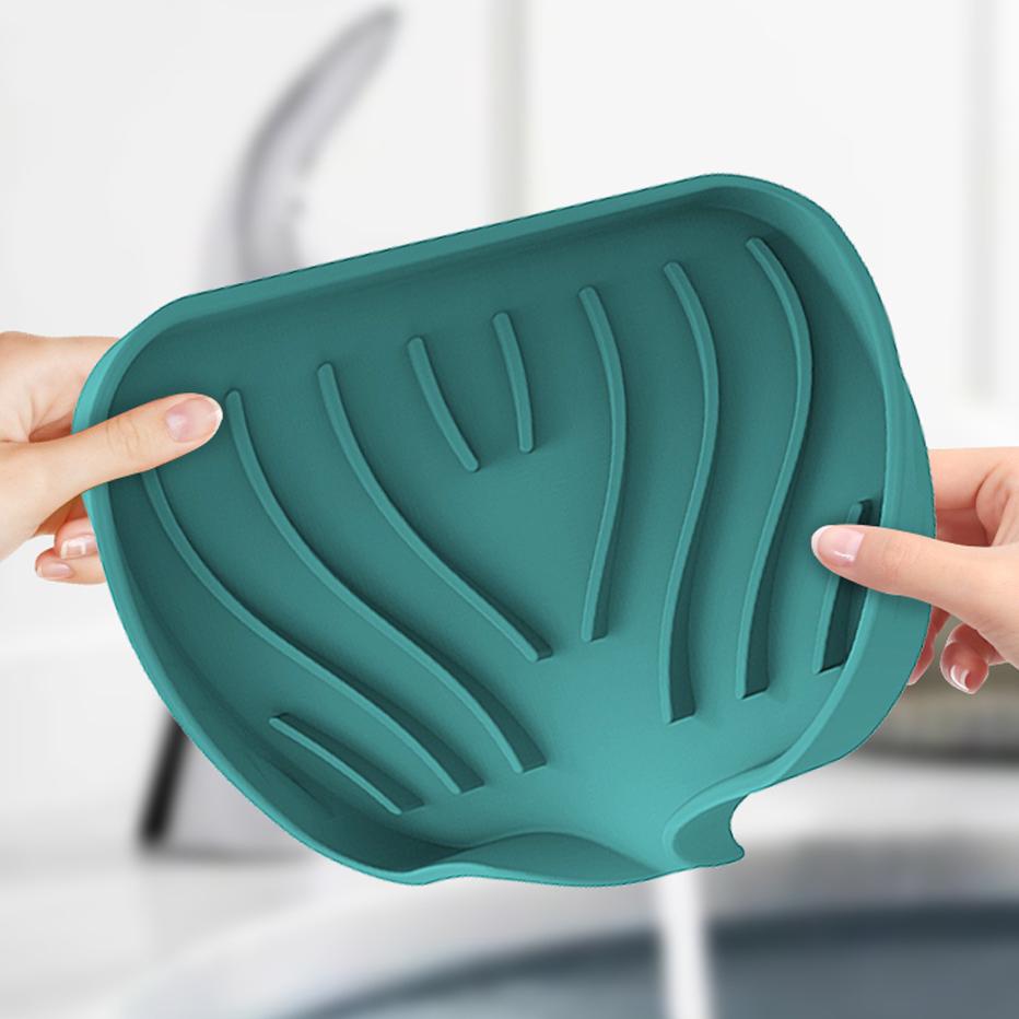 Kitchen Faucet Absorbent Mat Sink Splash Guard Silicone Drainage Drying Pad Countertop Protection Soap Dispense Storage Tray