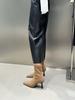 2025 Winter New Pointed Suede Stiletto Sexy Elastic Thin Boots Versatile Knight Martin Short Boots Women