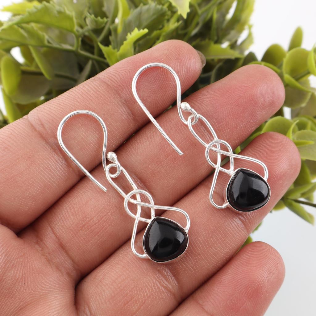 Black Tourmaline Earrings Gemstone Jewelry, 925 Solid Sterling Silver Earrings, Handmade Amazing Earrings Jewelry