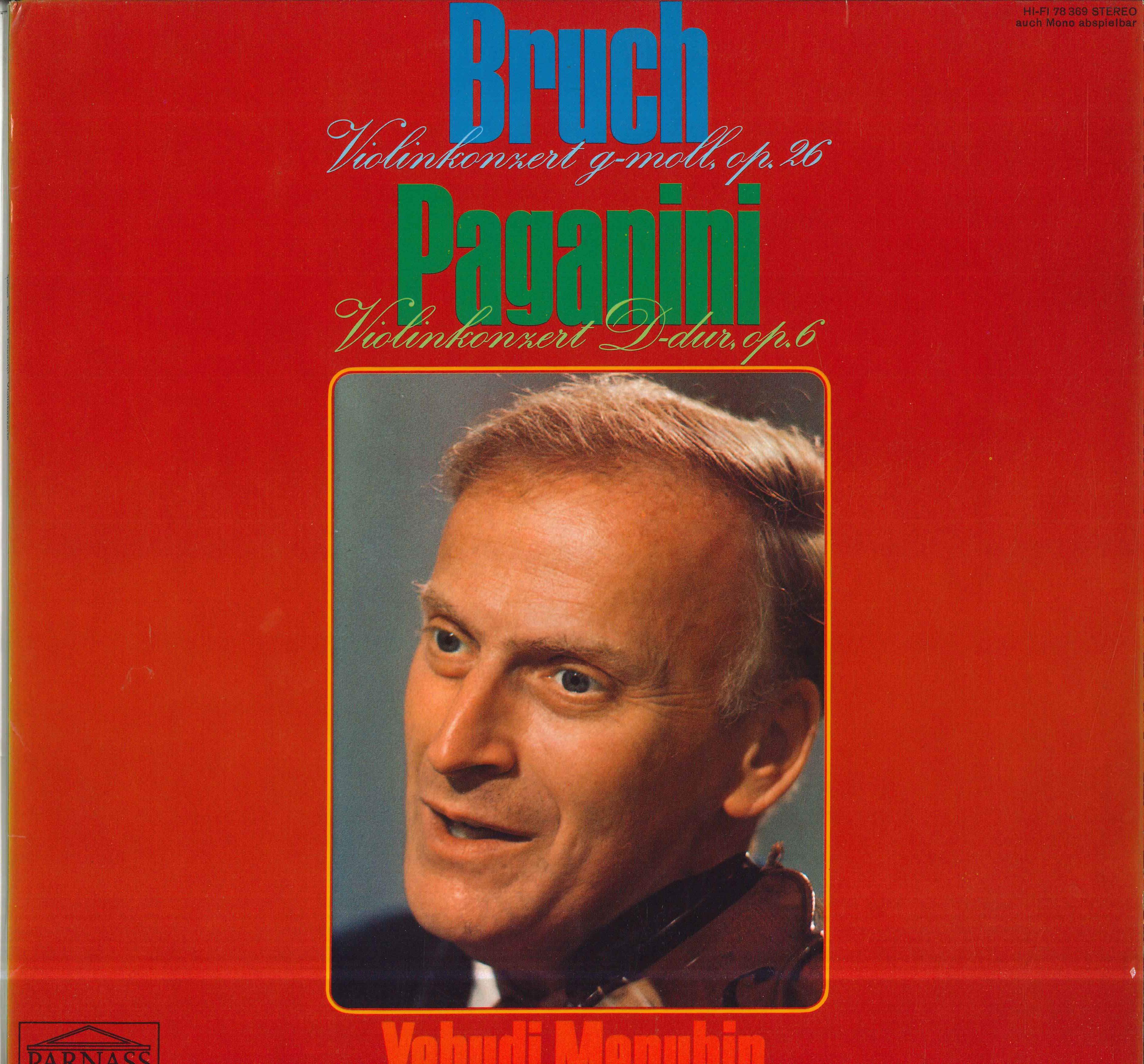 

LP Record YEHUDI MENUHIN WALTER SUSSKIND PH Bruch Konzert Fur Violine Und Orche 78369 PARNASS Germany Classical Used