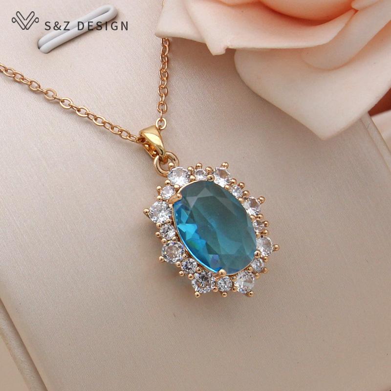 

Модное ожерелье с подвеской в форме яйца и овальным кубическим цирконием для женщин, элегантное свадебное украшение цвета шампанского и золота