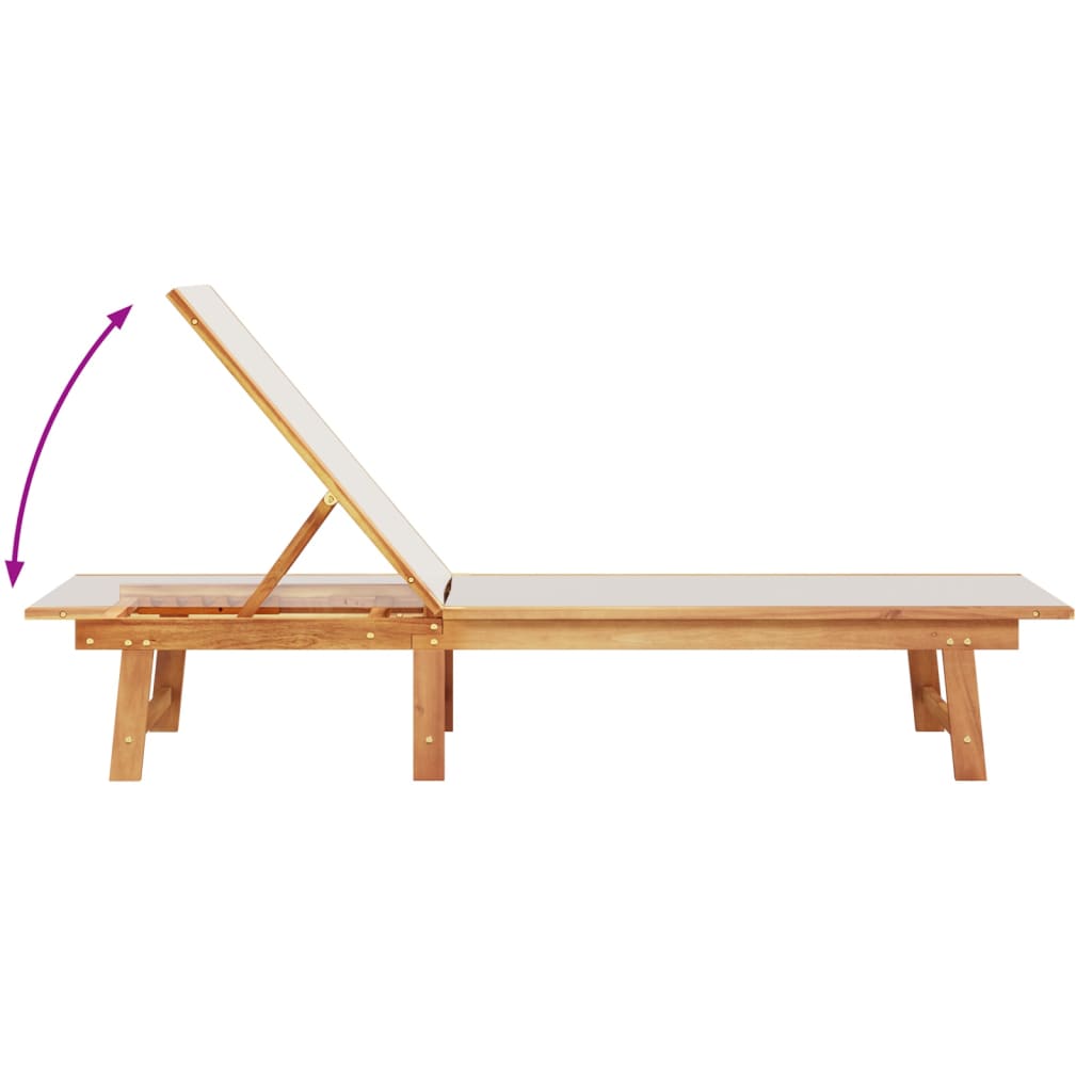 2 Piece Sun Lounger Set Grey Solid Acacia Wood and Textilene