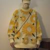 Men's Retro Japanese Chrysanthemum Jacquard Sweater - Cozy Autumn Round Neck Pullover