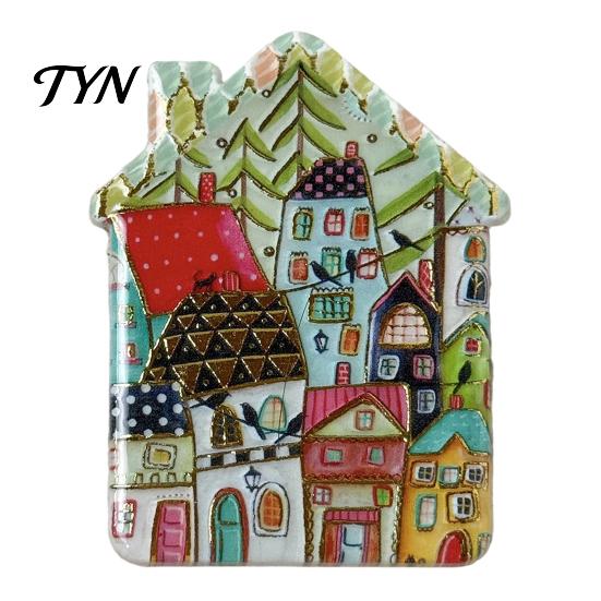 Fairy Tale Town Decor Vintage House Refrigerator Magnet, Colorful Magnets Fridge Magnetic Kitchen Decoration Accessories Whiteboard
