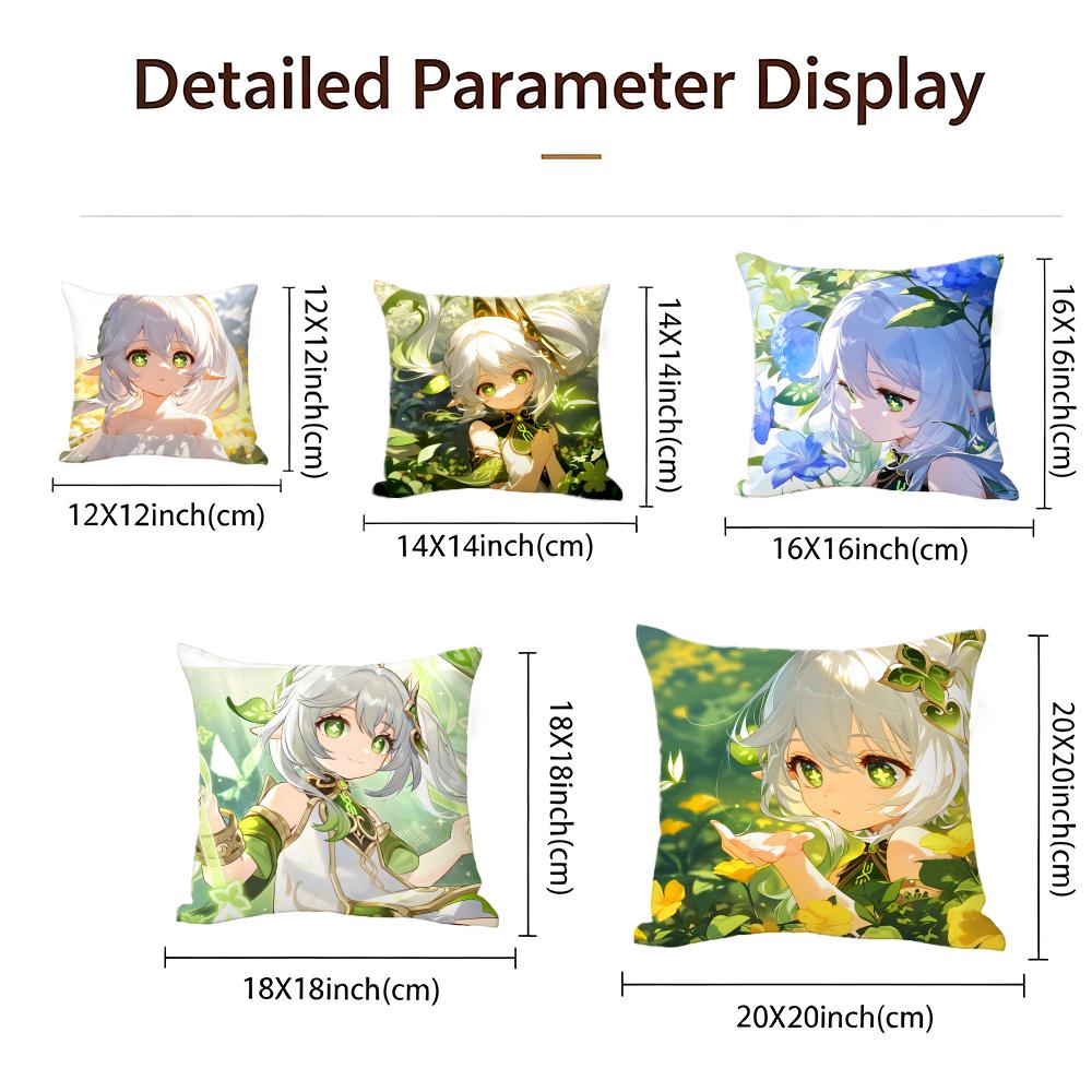 game Nahida Cushion Cover Cushion Cover Set 4Pcs 50x50 45x45 40x40 Pillowcase Decorative Sofa Home Decor