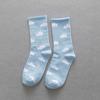 Pattern Solid color Blue Sky Cotton Clouds Female Hosiery Mid-tube Socks Women Socks Korea Style