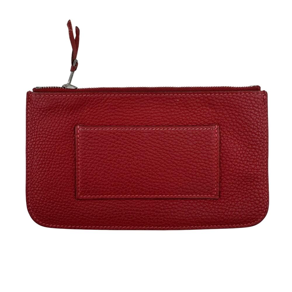 HERMES Bifold Wallet Taurillon Clemence Dogon GM Purse Red Taurillon Clemence Used