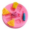 2018 New Store 3D Pizza Fries Milk Coffee Drinks Silicone Mold Chocolate Fondant Cake Decoration Mol