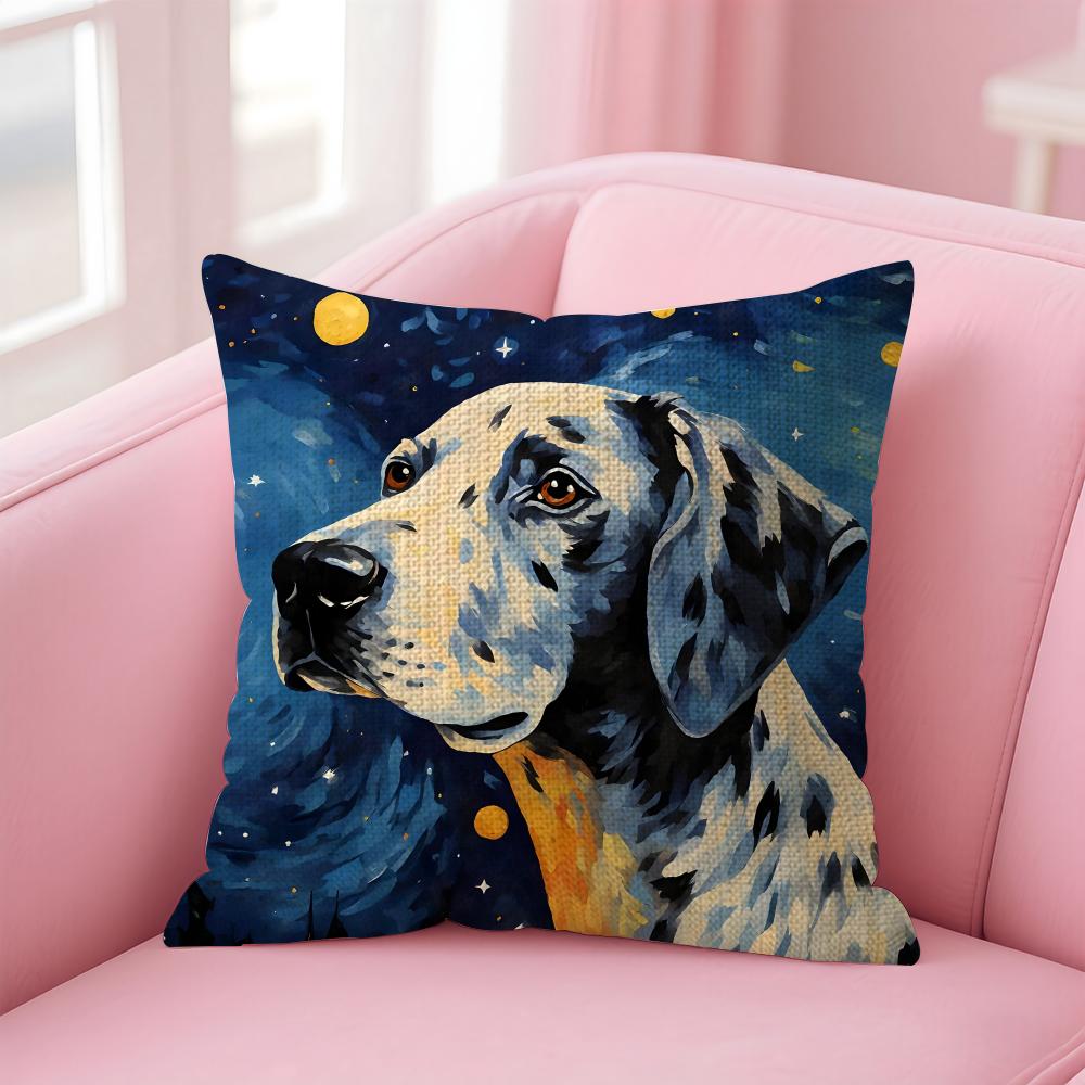 The Starry Night Dog Cushion Cover Natural Linen Pillow Case DoubleSided Print Decorative Sofa Pillowcase Home Decor Gift