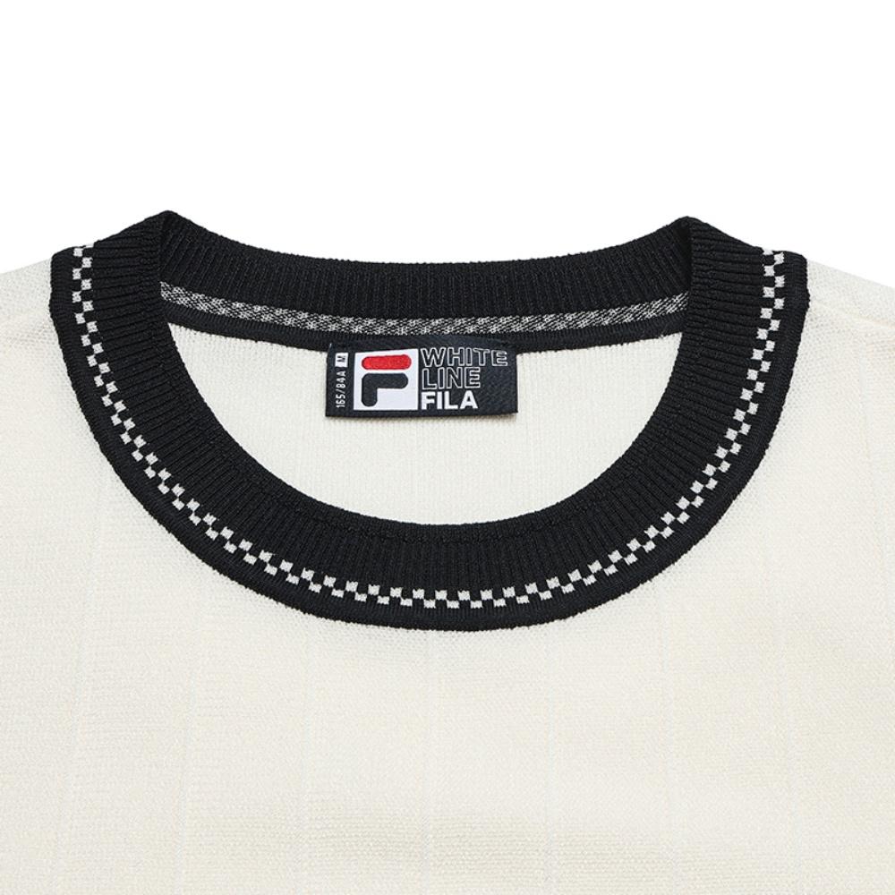 FILA White Simple Classic Casual Round Neck Knitted Short Sleeve Sweater Women tops F11W613408F-IV